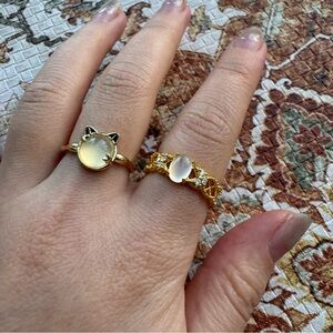 Cat Opalite Ring + Oval Opalite Ring (2pcs Bundle)